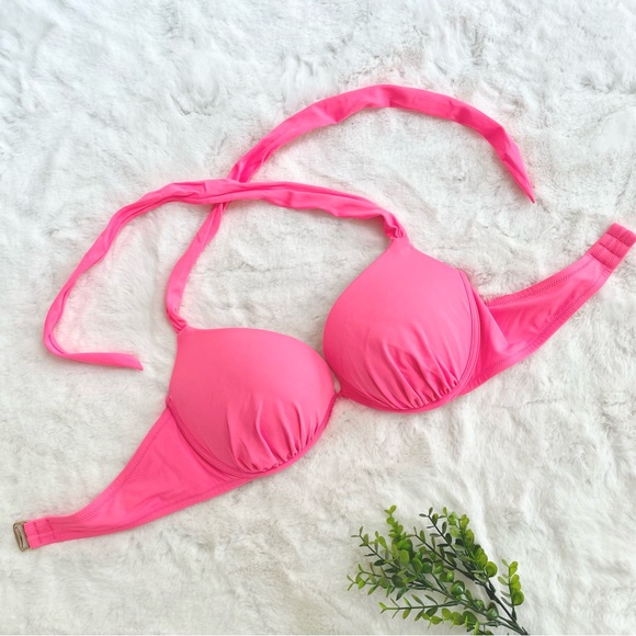 Victoria's Secret Other - VICTORIA’S SECRET | Underwire Padded Halter Tie Bikini Top 36C Neon Hot Pink